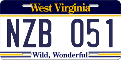 WV license plate NZB051