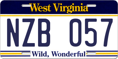 WV license plate NZB057