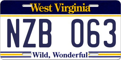 WV license plate NZB063