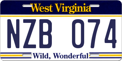 WV license plate NZB074