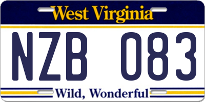 WV license plate NZB083