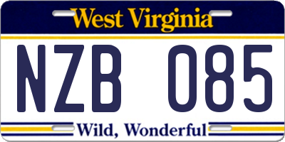 WV license plate NZB085