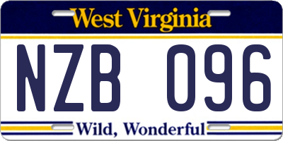 WV license plate NZB096