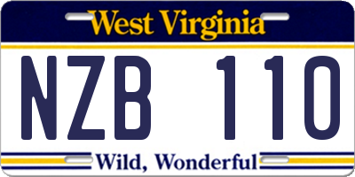WV license plate NZB110