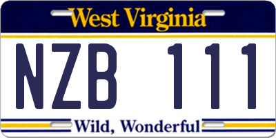 WV license plate NZB111