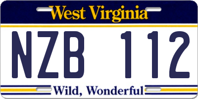 WV license plate NZB112