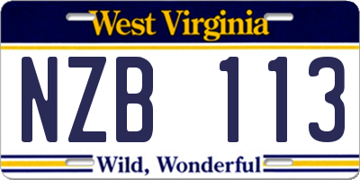 WV license plate NZB113