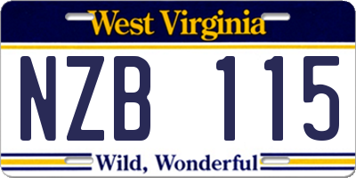 WV license plate NZB115