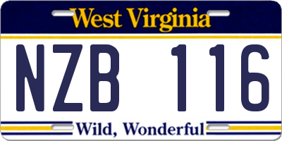 WV license plate NZB116