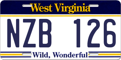 WV license plate NZB126