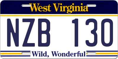 WV license plate NZB130
