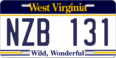WV license plate NZB131