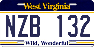 WV license plate NZB132