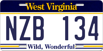 WV license plate NZB134