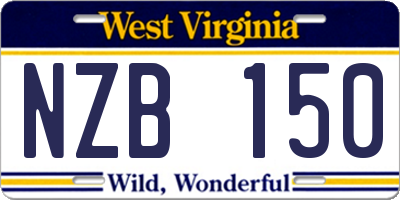 WV license plate NZB150