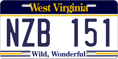 WV license plate NZB151