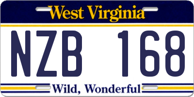 WV license plate NZB168