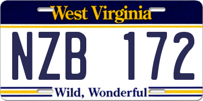 WV license plate NZB172