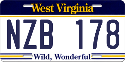 WV license plate NZB178