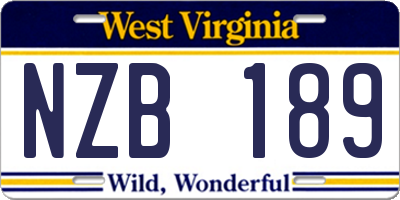 WV license plate NZB189