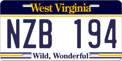 WV license plate NZB194