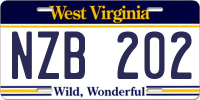 WV license plate NZB202