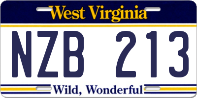 WV license plate NZB213