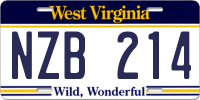 WV license plate NZB214