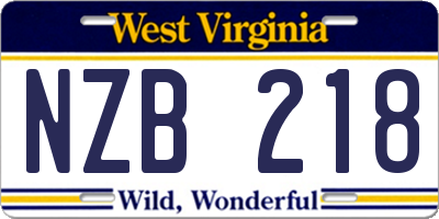 WV license plate NZB218