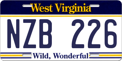 WV license plate NZB226