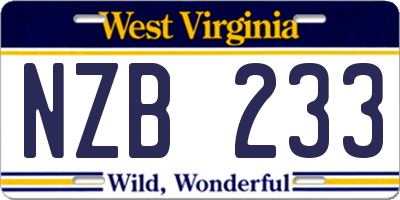 WV license plate NZB233