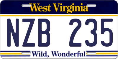 WV license plate NZB235