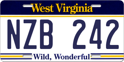 WV license plate NZB242