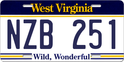WV license plate NZB251