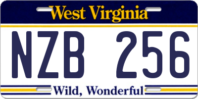WV license plate NZB256