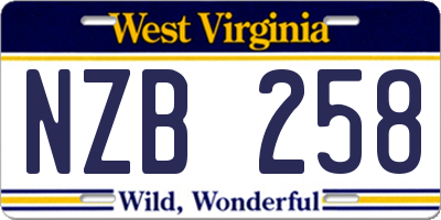 WV license plate NZB258
