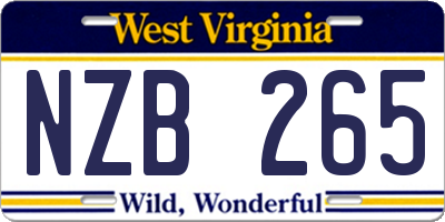 WV license plate NZB265