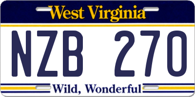WV license plate NZB270