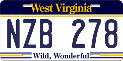 WV license plate NZB278