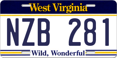 WV license plate NZB281