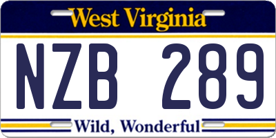 WV license plate NZB289