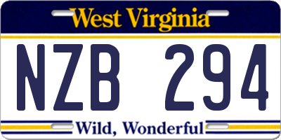 WV license plate NZB294
