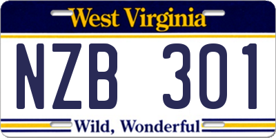 WV license plate NZB301