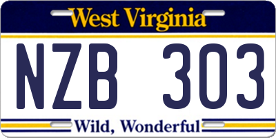 WV license plate NZB303