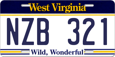 WV license plate NZB321