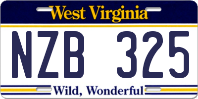 WV license plate NZB325