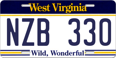 WV license plate NZB330