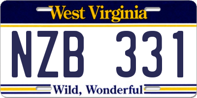 WV license plate NZB331