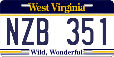 WV license plate NZB351