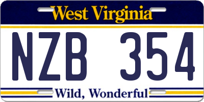 WV license plate NZB354